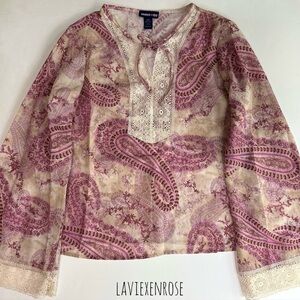 Y2K Limited Too Bell Sleeve Paisley Top